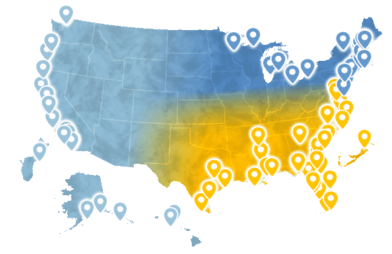 Map of United States with Member Lab Locations marked